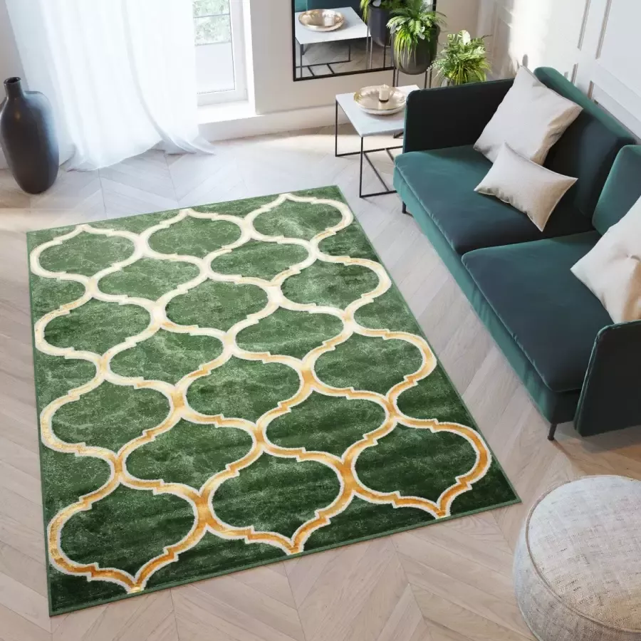 Tapiso Turmalin Vloerkleed Groen Laagpolig FLuffy Tapijt Maat- 200x300