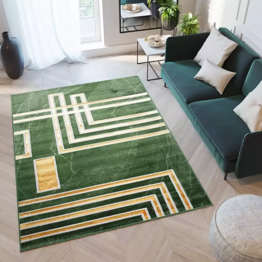 Tapiso Turmalin Vloerkleed Groen Laagpolig Interieur Tapijt Maat- 200x300