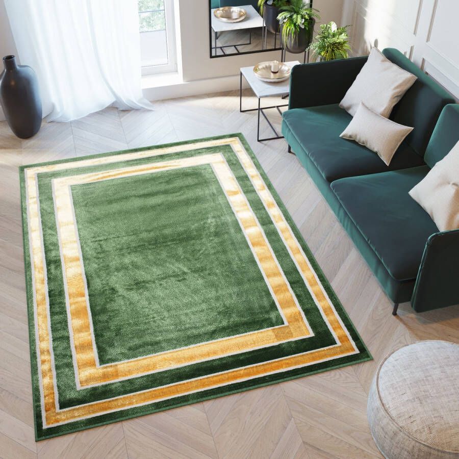 Tapiso Turmalin Vloerkleed Groen Laagpolig Karpet Tapijt Maat- 80x150