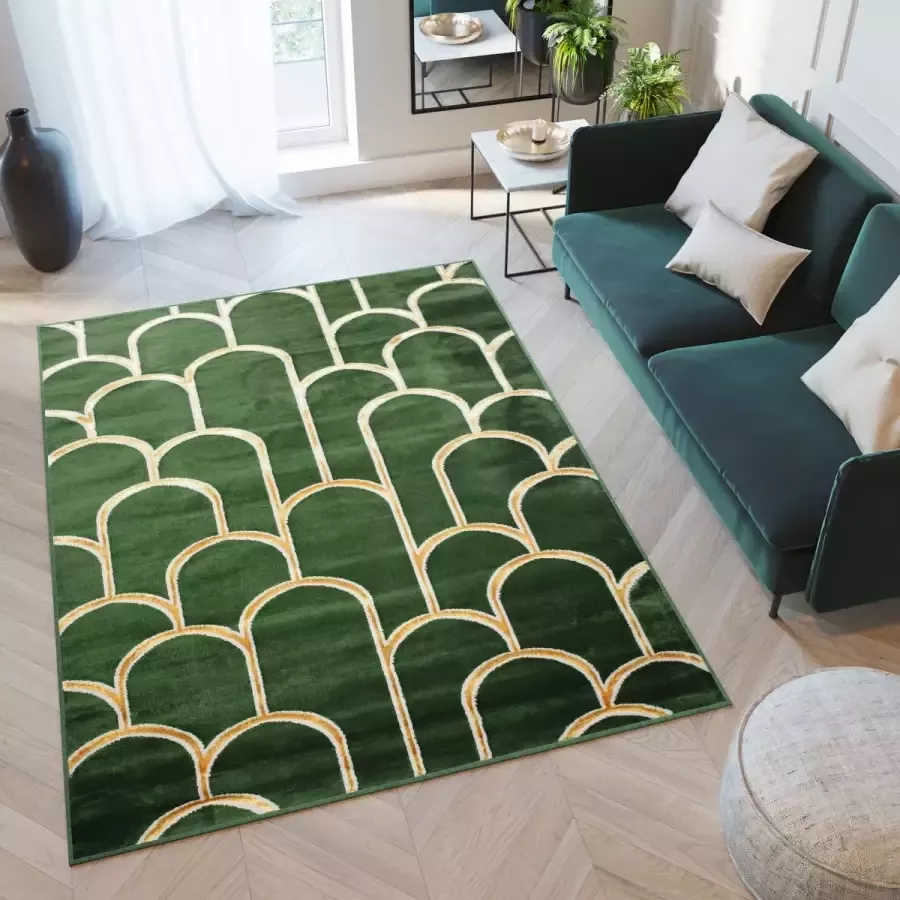 Tapiso Turmalin Vloerkleed Groen Laagpolig Zacht Tapijt Maat- 160x220