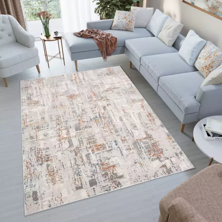 Tapiso Venezia Vloerkleed Beige Modern Abstract Woonkamer Tapijt Maat- 200x300