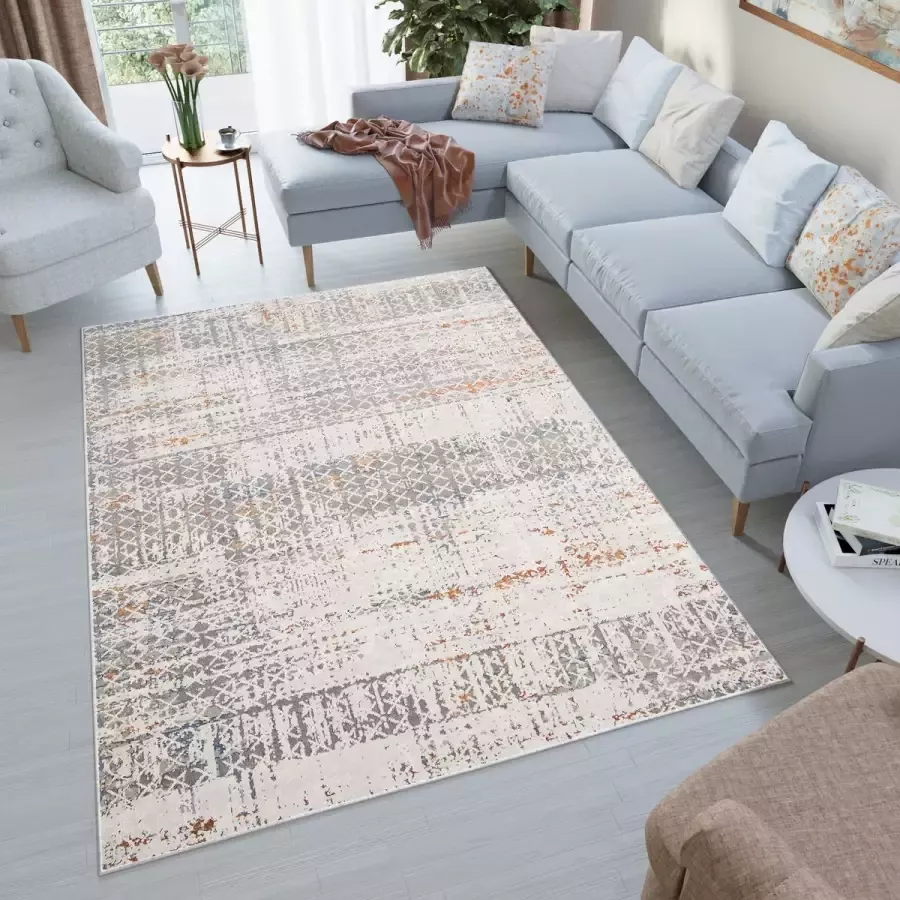 Tapiso Venezia Vloerkleed Grijs Beige Woonkamer Rug Tapijt Maat- 240x330