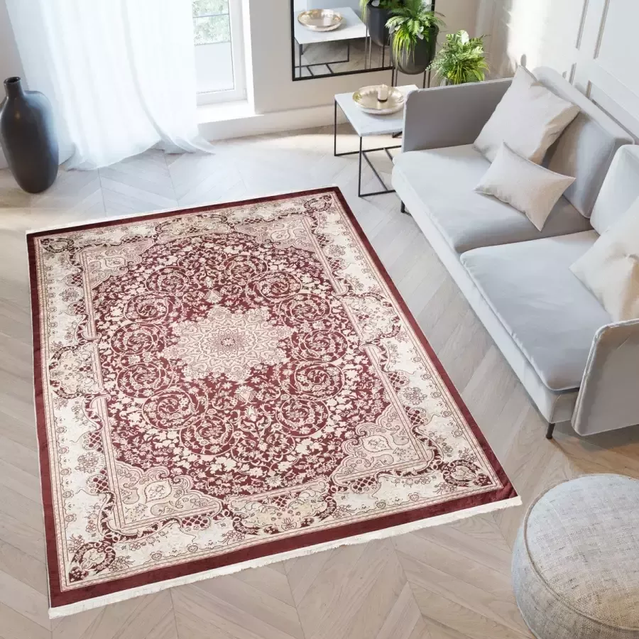 Tapiso Victoria Vloerkleed Perzisch Vintage Antislip Rood Tapijt Maat- 160x230