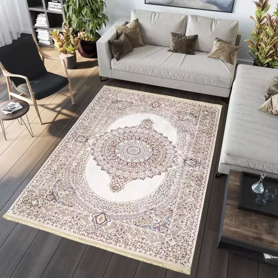 Tapiso Victoria Vloerkleed Vintage Antislip Perzisch Tapijt Maat- 140x200
