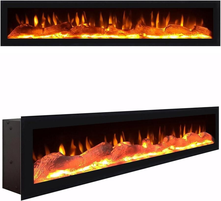 TasalFurniture Elektrisch TV-Meubel 150 cm met LED Haard Aurora Line TV Kast voor TV s tot 65 inch Industrieel Design Eiken Zwart 3D Vuureffect met Afstandsbediening Moderne Lowboard TV-Meubel