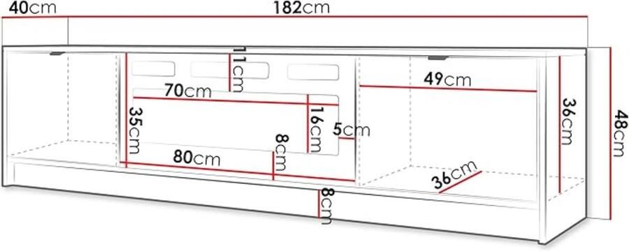 TasalFurniture Elektrische TV-Kast met Haard Lumina EF – 182 cm – Wit Hoogglans – Moderne TV-Meubel met Realistische LED-Vlammen & Verwarming – 1500W – Verstelbare Thermostaat – Luxe TV-Meubel met Open Haard & Gouden Accenten – Vrijstaand Design