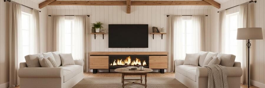 TasalFurniture TV-Meubel met Elektrische Open Haard Granthor – 210 cm – Industrieel Design in Eiken – Lowboard voor TV tot 80 inch – LED 3D Vlameffect Zonder Verwarming – Moderne Stijl met Metalen Poten – Luxe TV-Kast voor Woonkamer