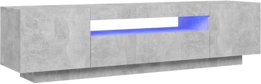 TasalFurniture TV-meubel met LED-verlichting LumoStone 160 cm – Betongrijs TV-kast – Moderne Dressoir Kast – Lage Kast met Opbergruimte – TV-tafel voor Woonkamer – RGB Verlichting – 160x35x40 cm