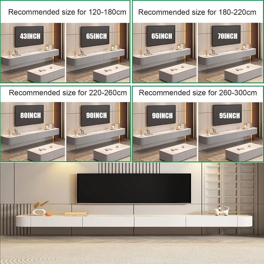 TasalFurniture Zwevend TV-Meubel met LED Verlichting – 160cm Wandkast met Lade en Kabelbeheer – Modern TV-Meubel van Massief Hout – Tot 200kg Draagkracht – Hangend TV-Meubel voor Woonkamer – Zwart –
