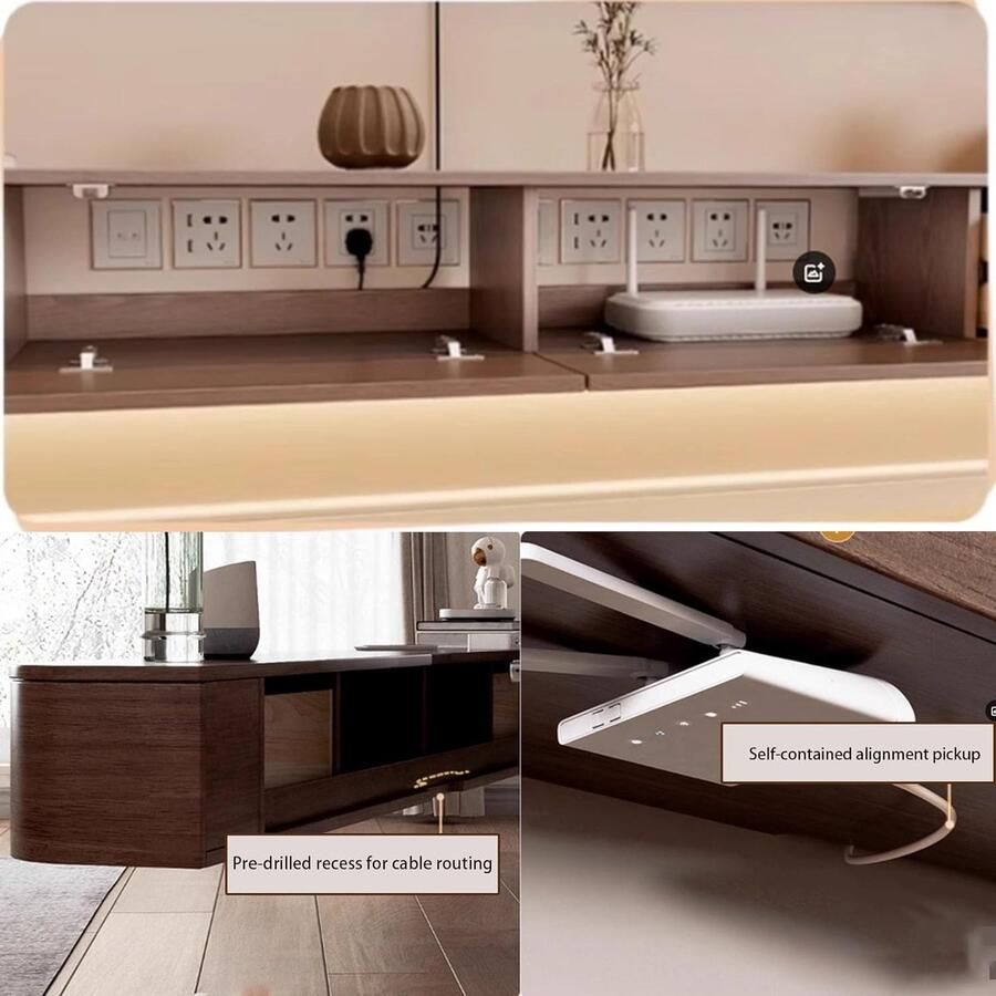 TasalFurniture Zwevend TV-Meubel met LED Verlichting – Moderne Wandkast 200 cm – Luxe TV Kast met Laden & Kabelbeheer – Hangend TV-Meubel Industrieel Design – Zwart Hout – Tot 200 kg Draagvermogen