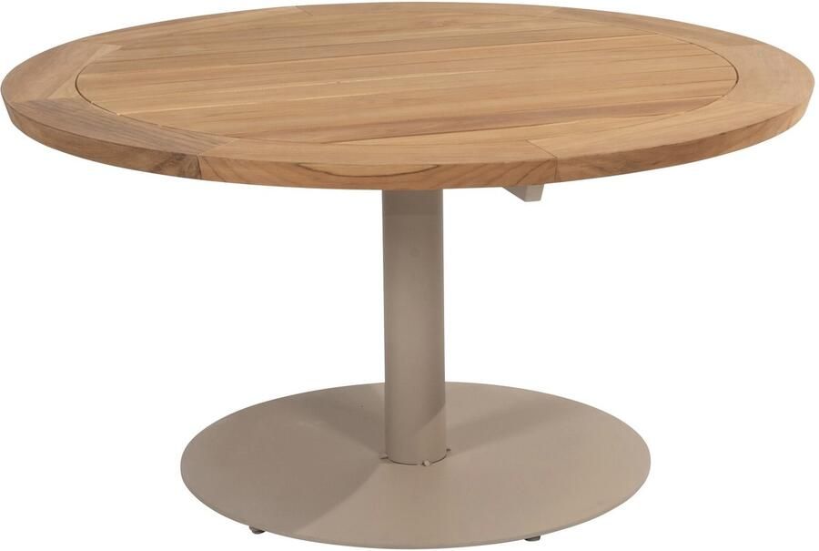 Taste 4SO Saba low dining teak tafel 130 Ø cm met latte onderstel