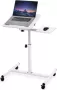 Tatkraft Bianca Kantelbare Laptoptafel Op Wielen Met Muismat Notebook Geschikt Voor Apple Macbook Pro Air 7-17 Inch Laptopstandaard Steun Mobiele Bed Schoot Bank Laptop Standaard Notebook Houder Laptophouder Laptopstand Tafel Wit - Thumbnail 1