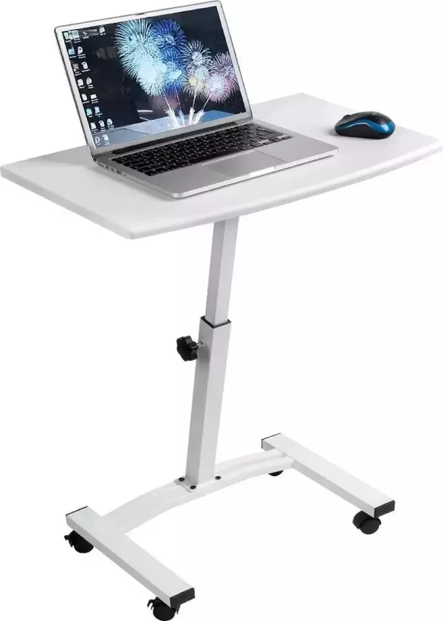 Tatkraft CHEER Ergonomische Laptoptafel Op Wielen Notebook Apple Macbook Pro Air 7-17 Inch Statafel Laptopstandaard Steun Mobiele Bed Schoot Bank Laptop Standaard Notebook Houder Laptophouder Laptopstand Tafel In Hoogte Verstelbaar Wit