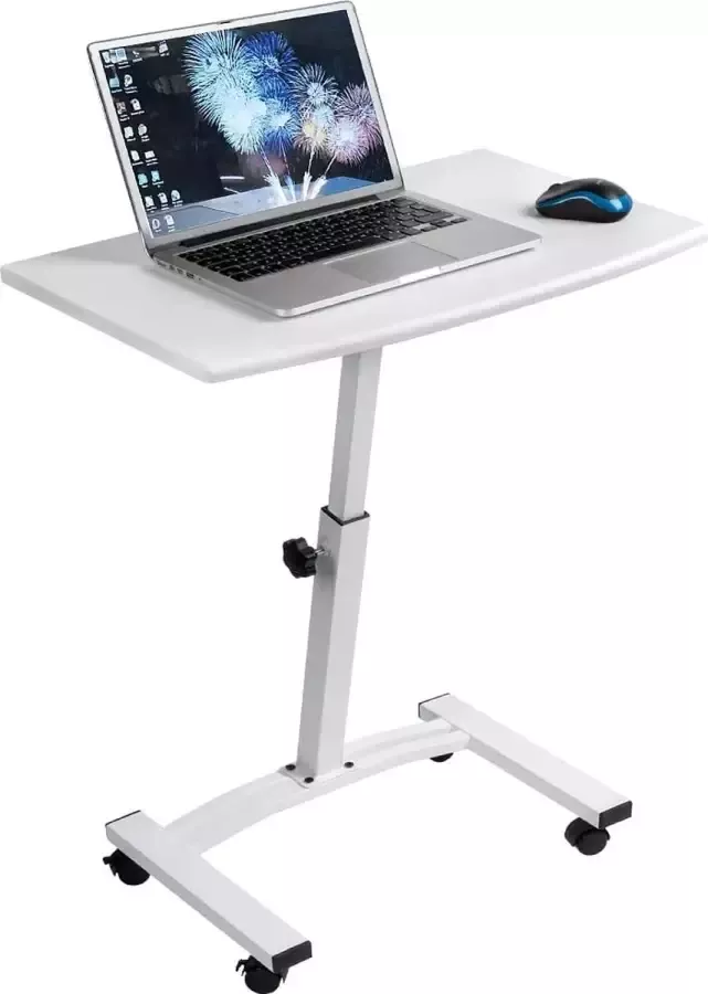 Tatkraft Ergonomische Laptoptafel Op Wielen Groot Tafelblad Mobiele Laptop Statafel In Hoogte Verstelbaar Notebook Standaard Houder SALUTE Zwart