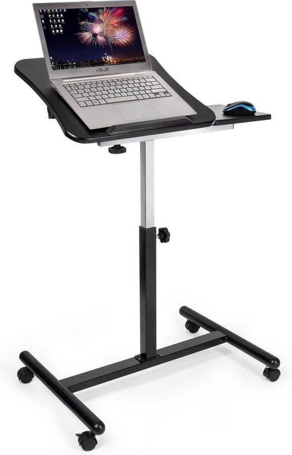 Tatkraft Ergonomische Laptoptafel Op Wielen Met Muismat Laptop Statafel In Hoogte Verstelbaar Notebook Standaard Houder 360 Graden Draaibaar