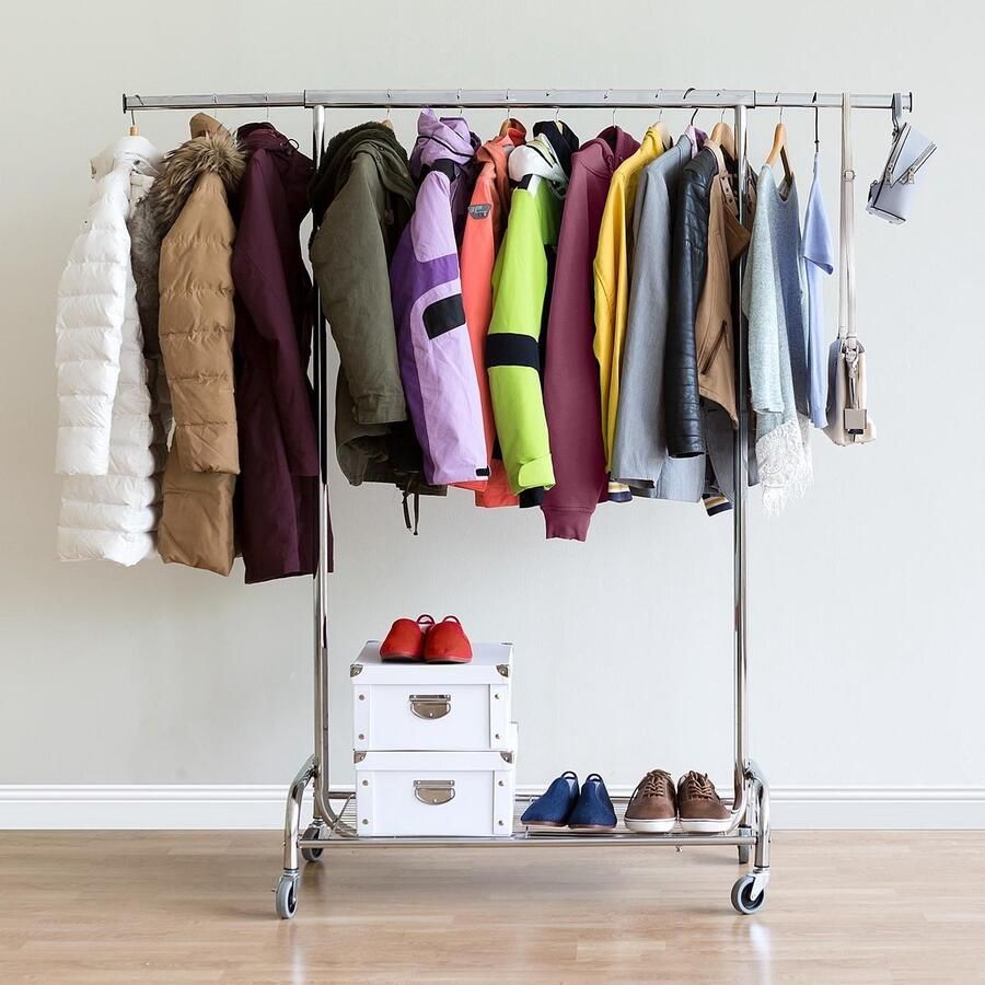 Tatkraft Professioneel Heavy Duty Verrijdbaar Kledingrek Met Schoenenrek Op Wielen Verstelbaar