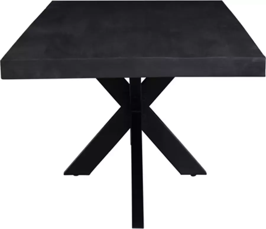 TBLS Eettafel met metalen spinpoot 160cm Zwart rechte rand Parker collectie