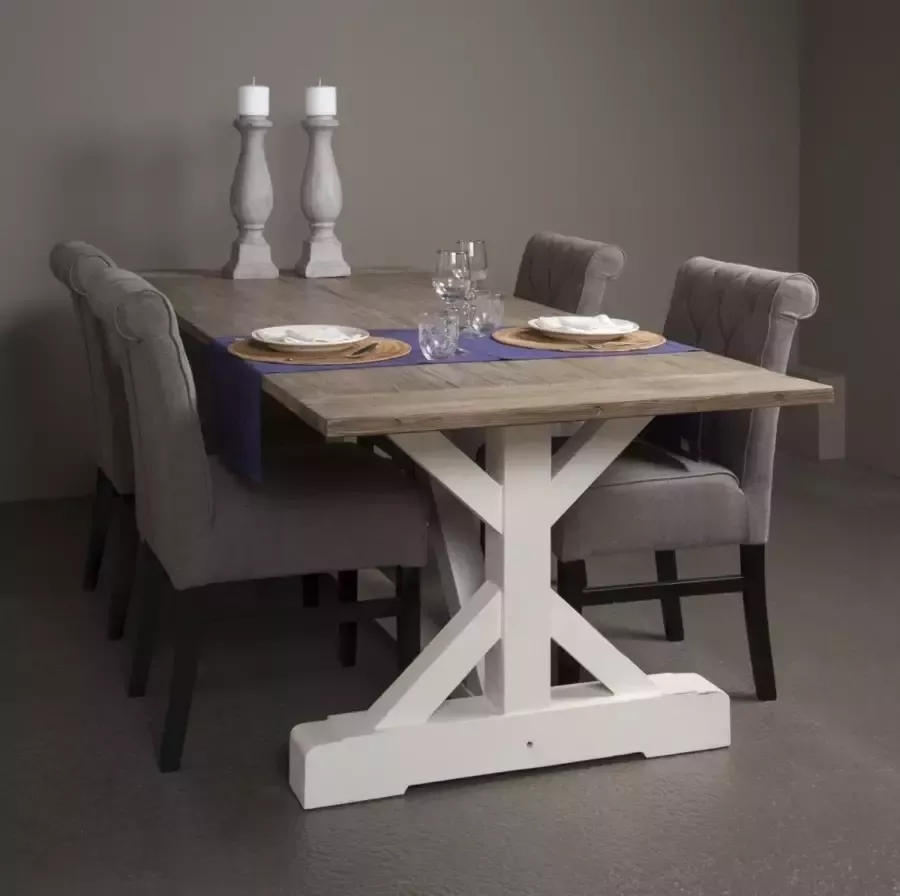 teakea Palermo Brocante Eettafel 240x100x78 Oud bruin – Oud wit