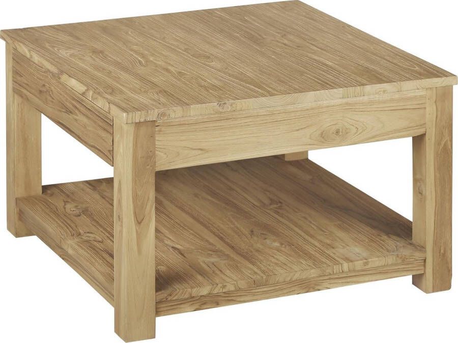Teakea Teak salontafel met lade en onderblad 60x60x45