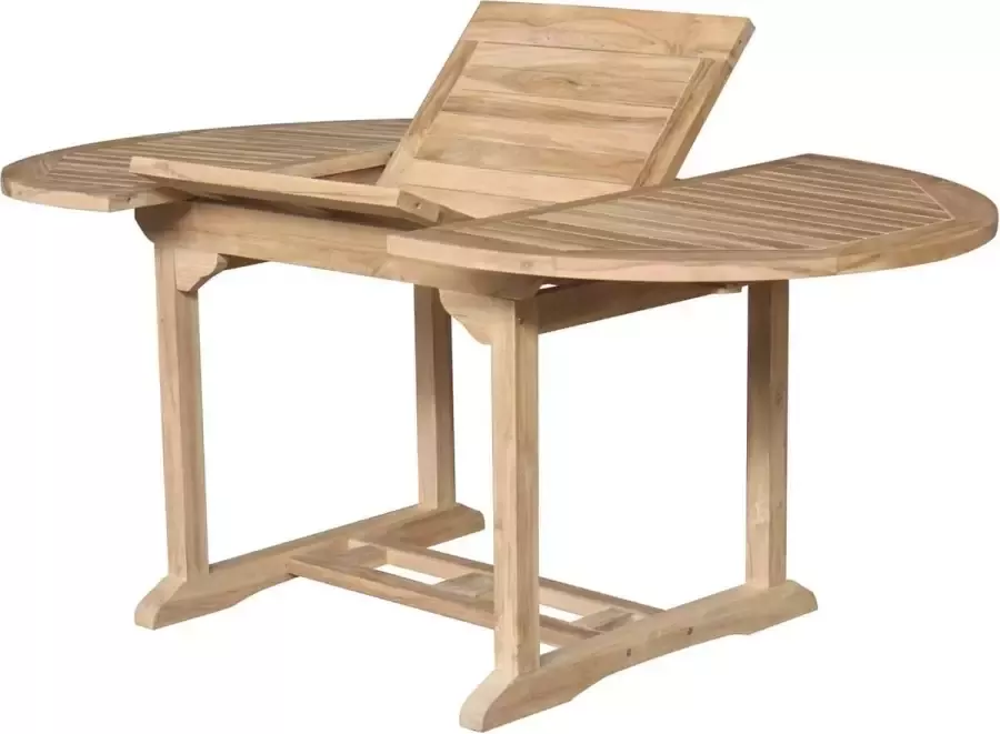 Teakea Teak Tuintafel Uitschuifbaar Ovaal 120180x100x75 Met Parasolgat