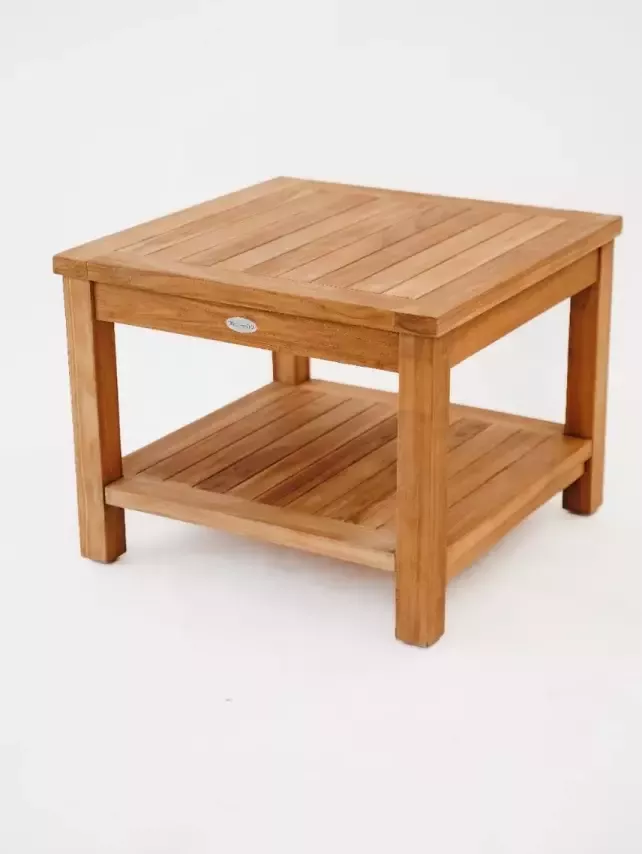 Teakea Teakhouten Tuin Bijzettafel met Onderblad Salontafel 60x60x45 - Foto 2