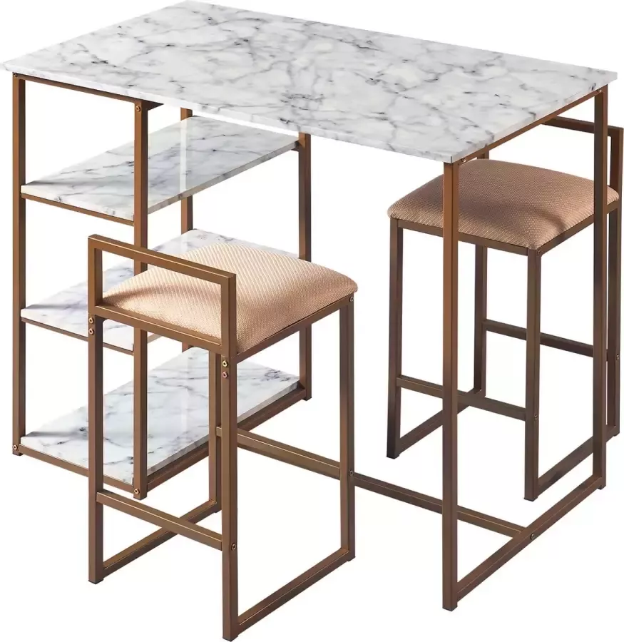 Teamson Home Marmo Ontbijt Tafel Nep Marmeren Messing Afwerking 42 x 56 x 36 (Inch)