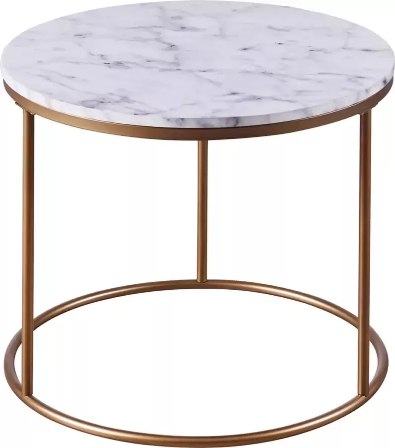 Teamson Home Marmo Ronde Zijtafel Nep Marmeren Messing Metalen Afwerking 21.5 x 21.5 x 19.5 (Inch)