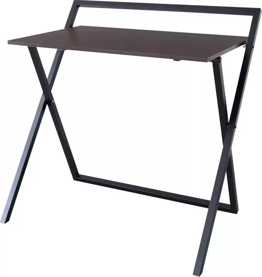 Teamson Home Thuiskantoor Vouwen Bureau Donker Bruin Zwart Metaal Poten 22 x 33.5 x 40.5 (Inch)