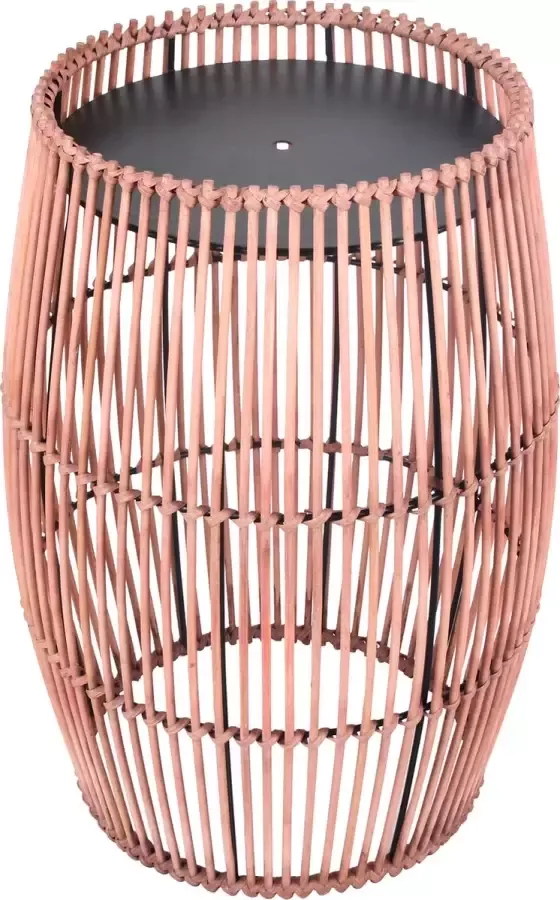 Teamson Home Tuinmeubelen Klein Ronde Zijtafel Plantenstandaard Bamboe Metaal Bruin