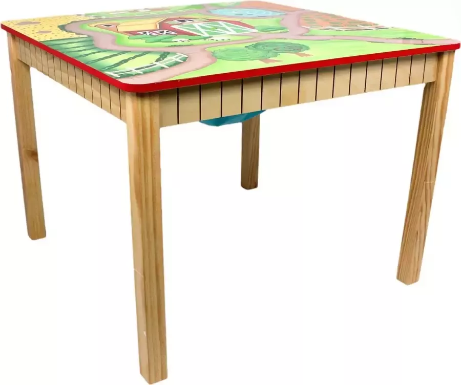 Teamson Kids Houten Tafel Voor Kinder Kinderslaapkamer Accessoires Blije Boerderij Ontwerp Omvat Beeldjes