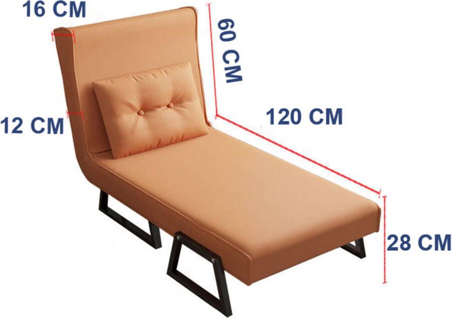 Tech cloth Slaapbank Vouwen Technologie Doek Sofa Omvormbare Slaapbank Fauteuil 6-Standen Verstelbare Rugleuning Opklapbare Fauteuil met Kussen Gestoffeerde Zitting Vrijetijds Chaise Longue Bank voor Thuiskantoor