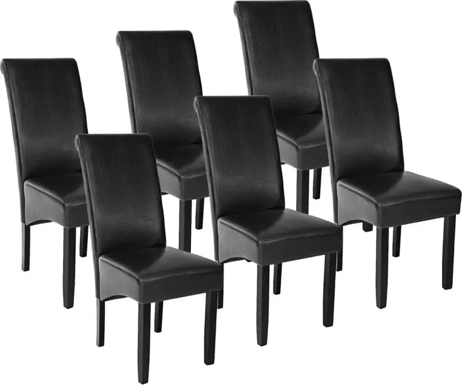 Tectake 6 eetkamerstoelen met ergonomische zitvorm zwart 403495 - Foto 1