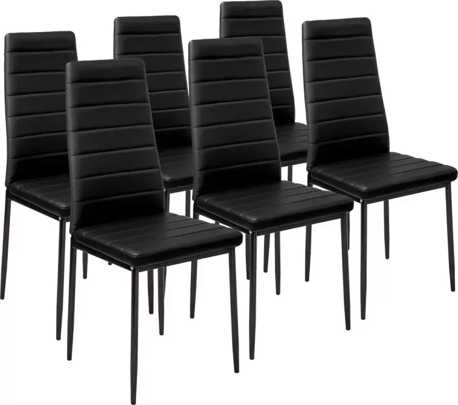 Tectake 6 stuks eetkamerstoel zwart eetkamerstoelen 401848 - Foto 1