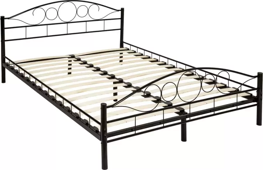 Tectake Bedframe metalen bed frame met lattenbodem 200*140 cm 401723