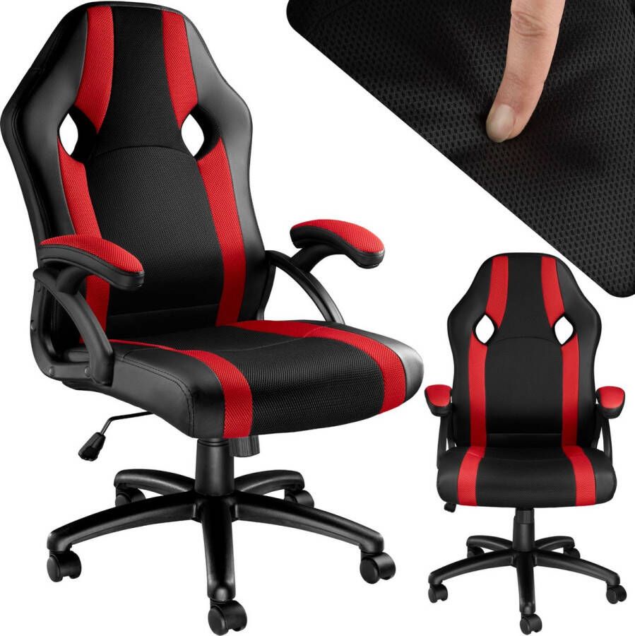 Tectake bureaustoel gamingchair luxe burostoel kantoorstoel racingstoel burostoel gamestoel Goodman zwart rood - Foto 2