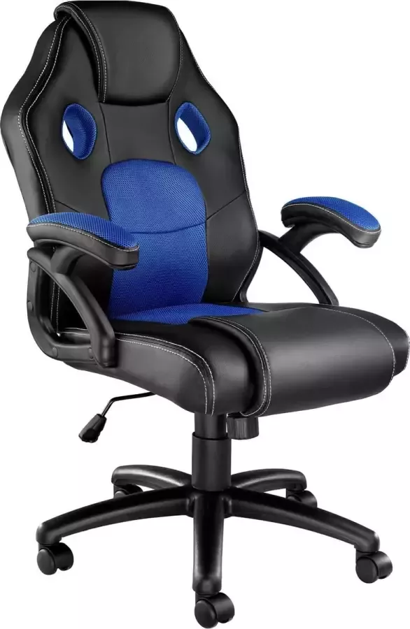 Tectake bureaustoel gamingchair luxe burostoel kantoorstoel racingstoel burostoel gamestoel Mike zwart blauw - Foto 2