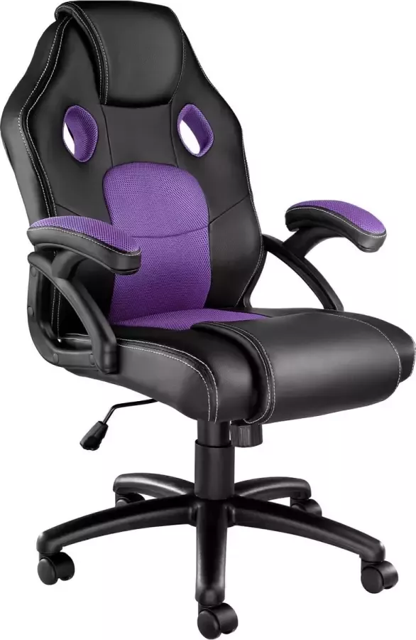 Tectake bureaustoel gamingchair luxe burostoel kantoorstoel racingstoel burostoel gamestoel Mike zwart paars - Foto 2