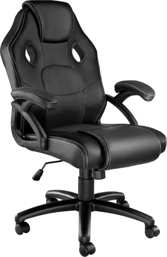 Tectake bureaustoel gamingchair luxe burostoel kantoorstoel racingstoel burostoel gamestoel Mike zwart zwart - Foto 2