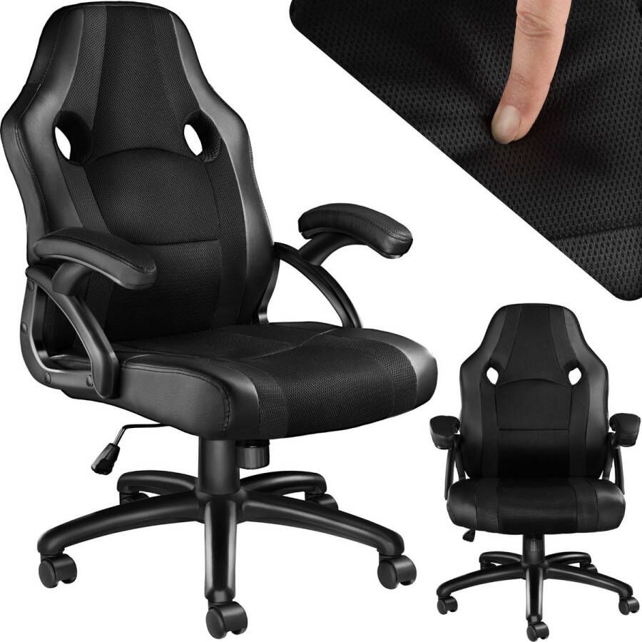 Tectake bureaustoel gamingchair luxe burostoel kantoorstoel racingstoel burostoel gamestoel Benny zwart