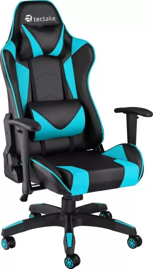 Tectake bureaustoel gamingchair luxe burostoel kantoorstoel racingstoel burostoel gamestoel Twink zwart azuurblauw - Foto 2