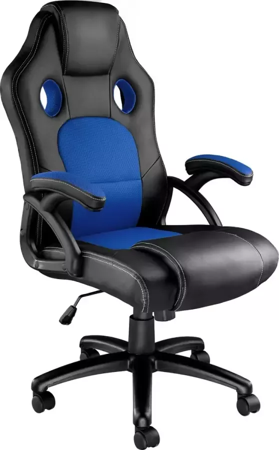 Tectake bureaustoel gamingchair luxe burostoel kantoorstoel racingstoel burostoel gamestoel Tyson zwart blauw - Foto 2
