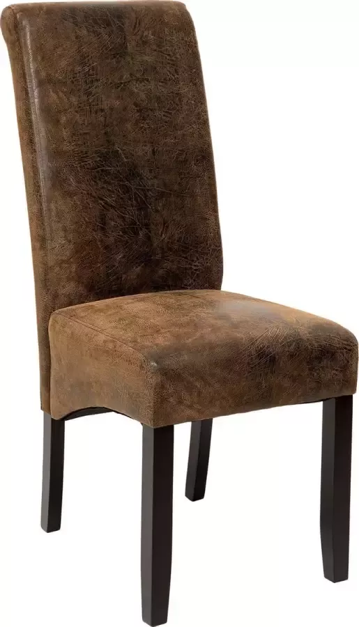 Tectake Design eetkamerstoel stoel ergonomisch antiek suede lederlook bruin 401484 - Foto 1