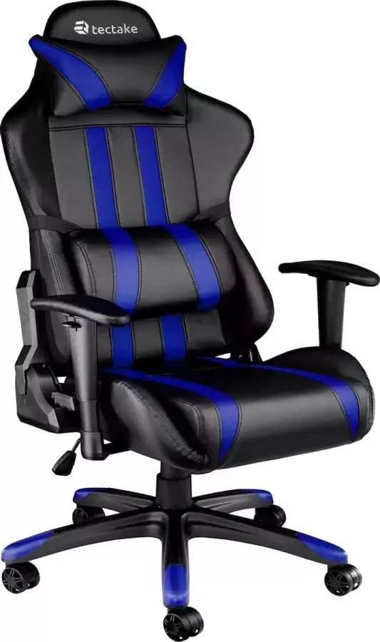 Tectake Gaming Chair Bureaustoel Premium Racing Style -Zwart Blauw Kunstleer Verstelbaar - Foto 2