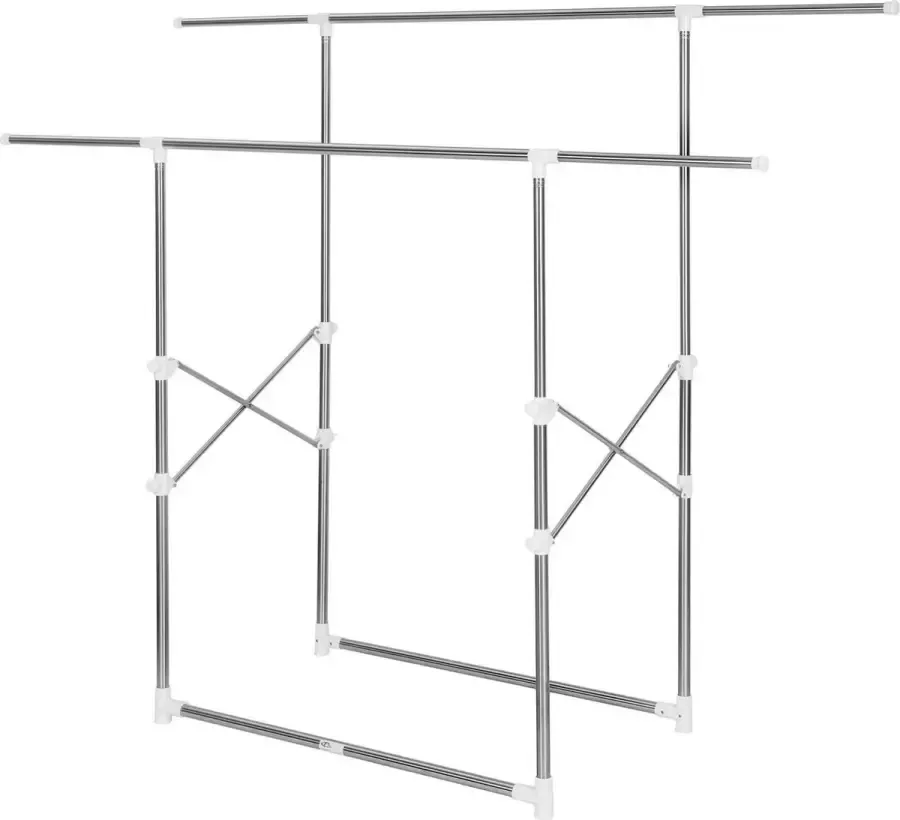 Tectake Kledingrek 190 x 64 x 166 cm dubbel en opvouwbaar 401891