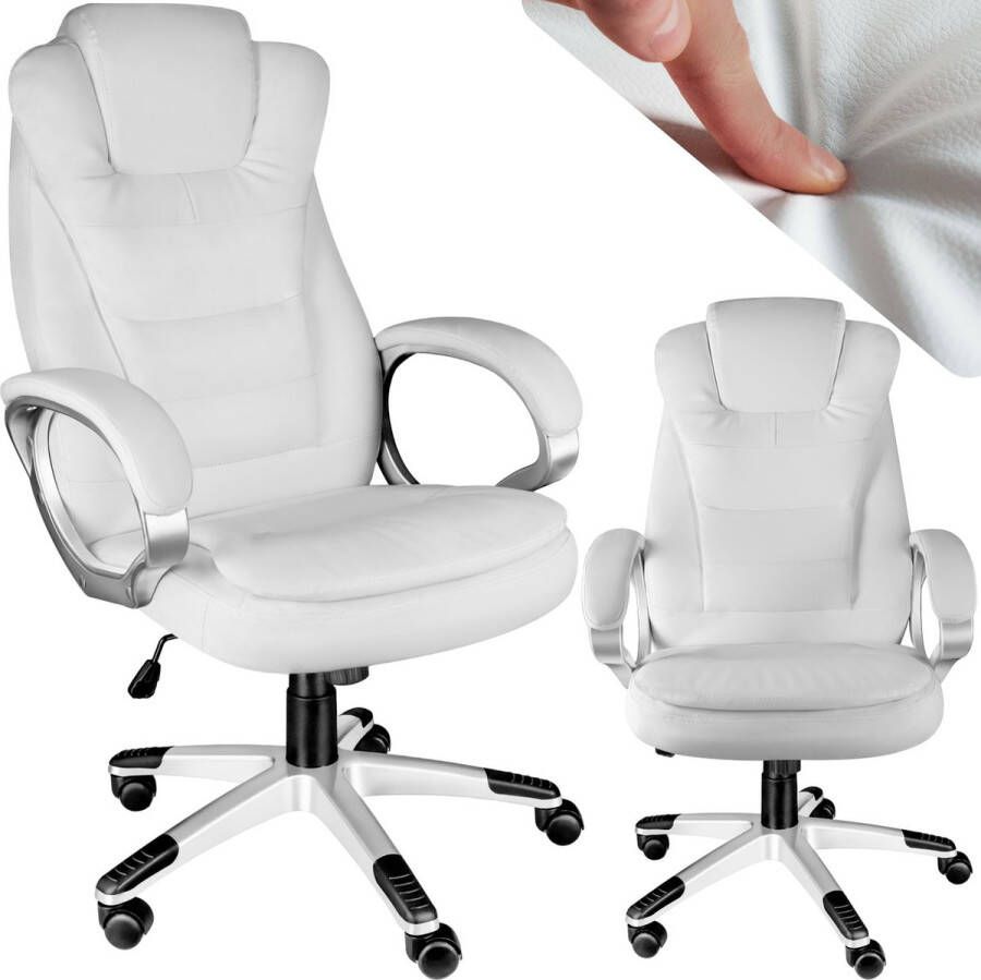 Tectake Luxe Design Bureaustoel Kantoorstoel Wit Kunstleer Verstelbaar 404388