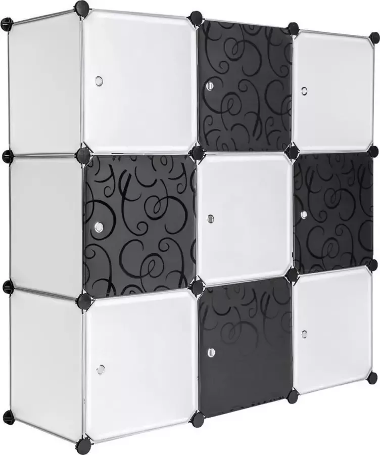 Tectake Multifunctioneel opbergmeubel kledingkast zwart wit 401576 - Foto 1