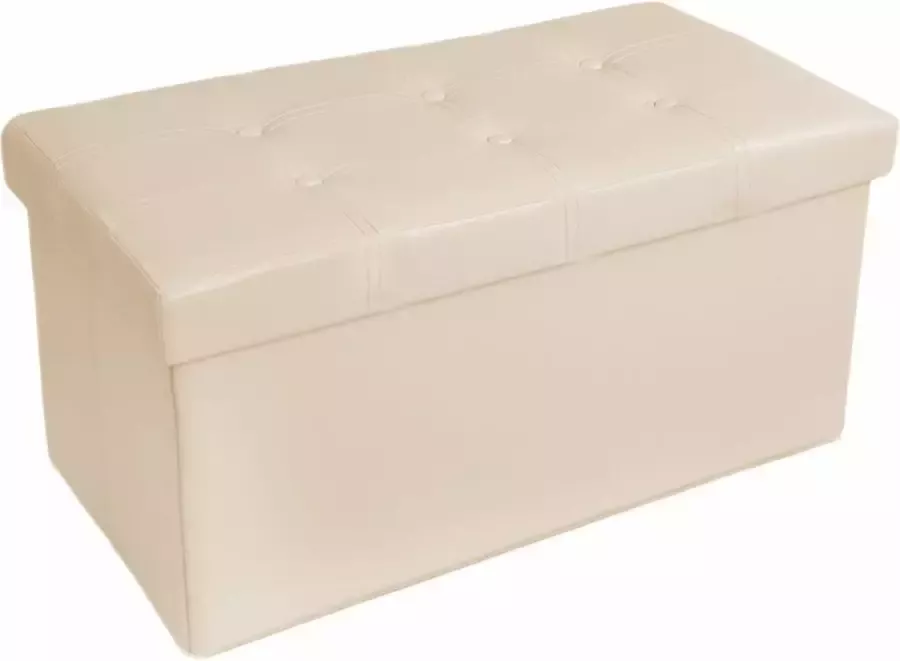 Tectake Opvouwbare opbergkist zitkruk met opbergruimte beige 401461