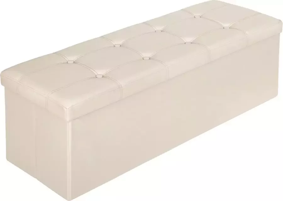 Tectake Opvouwbare zitkist met opbergruimte XL beige 401824