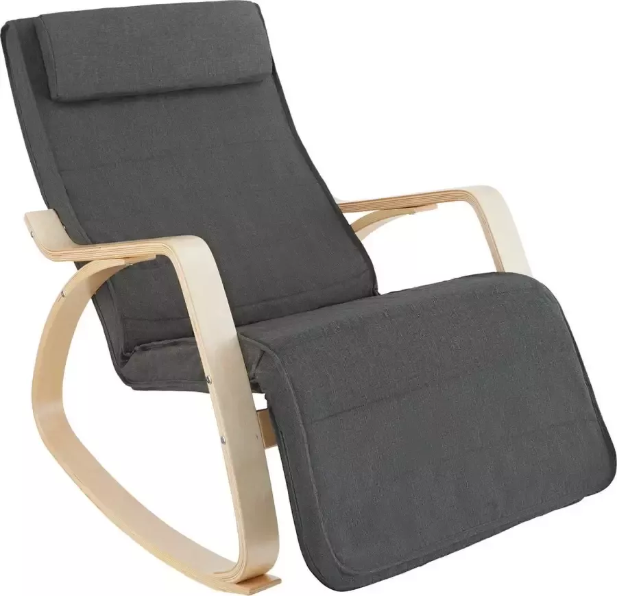 Tectake Schommelstoel Onda fauteuil verstelbare voetensteun donkergrijs 403530 - Foto 1