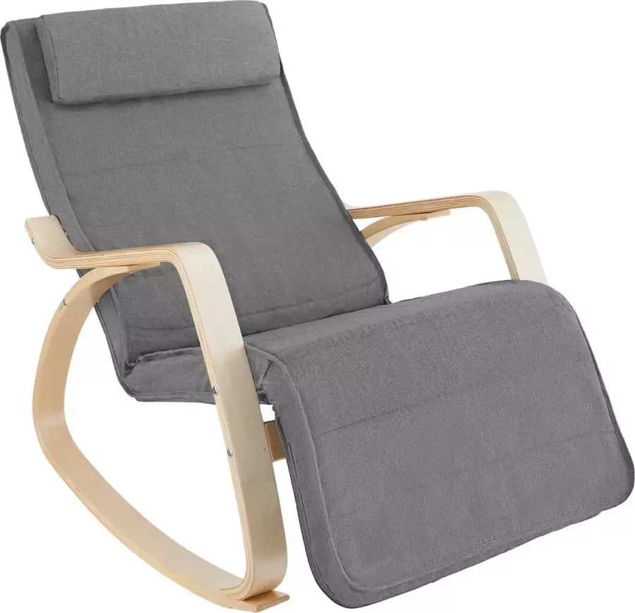 Tectake Schommelstoel Onda fauteuil verstelbare voetensteun lichtgrijs 403529 - Foto 1